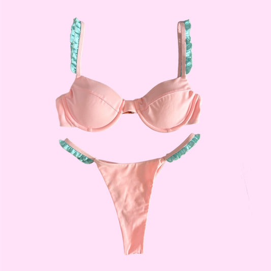 Calaya Underwire Bikini Set – Rose & Baby Blue | Nylon Elastane