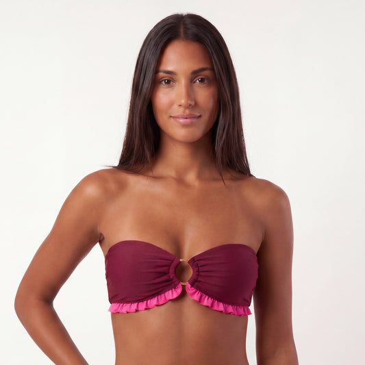 Calaya Bandeau Bikini Top – Berry | Bordeaux & Hot Pink