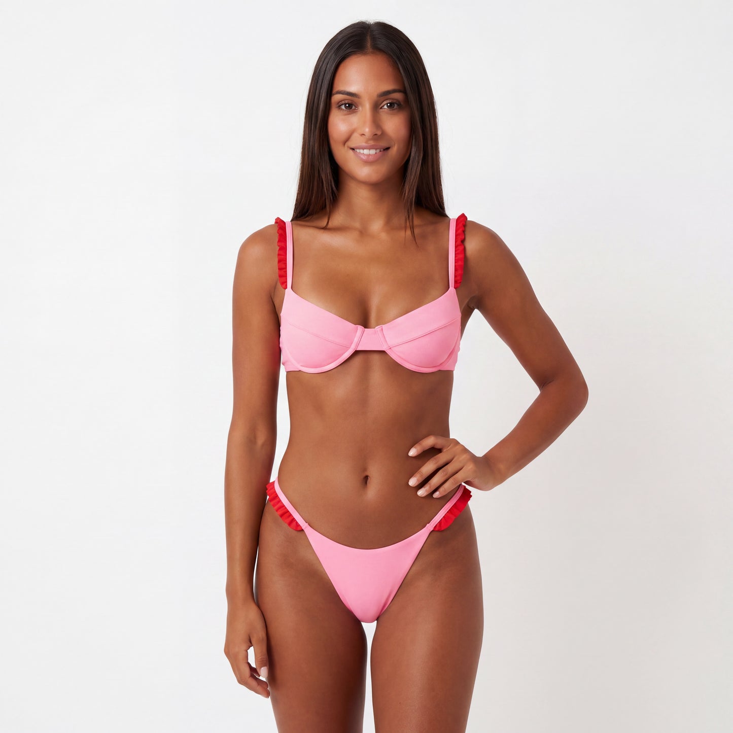 Calaya Underwire Bikini Set – Pink & Red | Nylon Elastane
