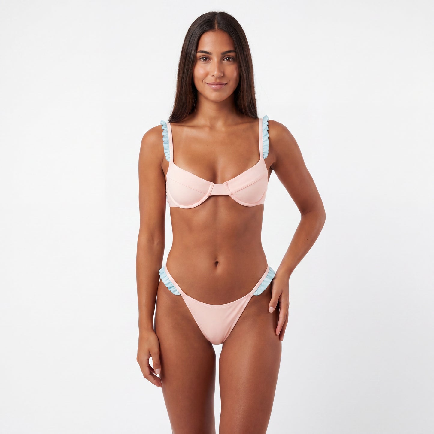 Calaya Underwire Bikini Set – Rose & Baby Blue | Nylon Elastane